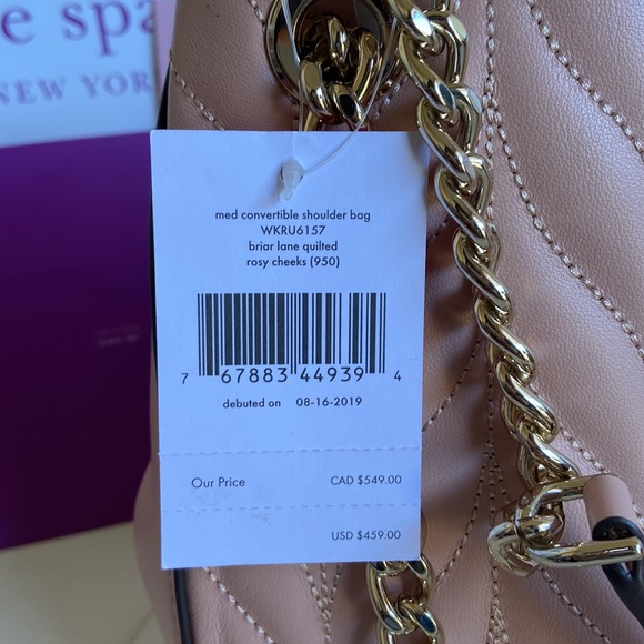 Kate Spade New York Briar Lane Quilted Med Convertible Shoulder Bag Rosy Cheeks - Picture 14 of 14